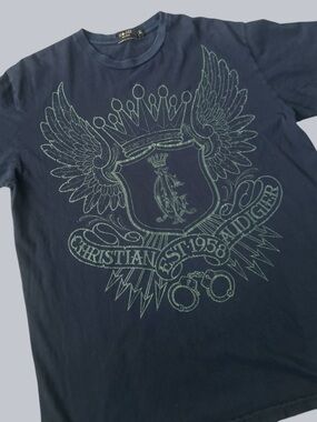 Vintage 90s Christian Audigier All Over Print T-Shirt Y2K Ed Hardy